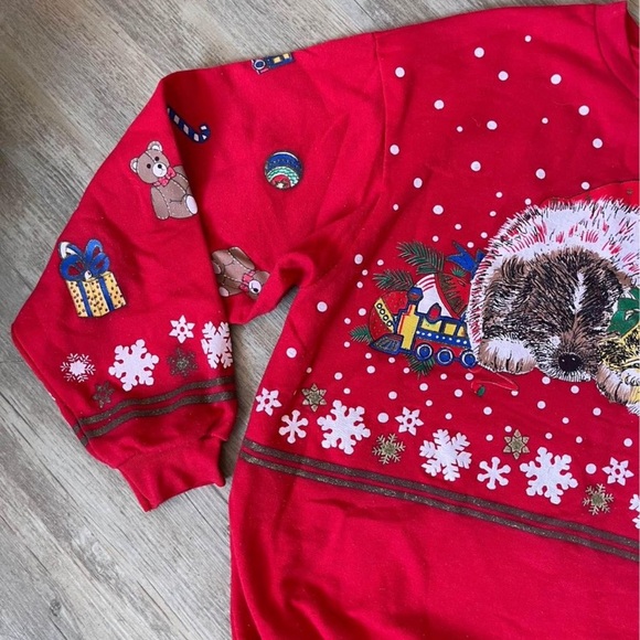 Vintage Christmas Shirt Christmas Sweatshirt 80s 90s Medium Large - Picture 5 of 7